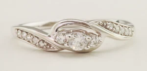Petite Three Stone Diamond 10k White Gold Ring 0.50cttw Size 6.75 - Picture 1 of 3