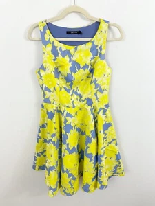 NEW Ark & Co Fit & Flare Yellow Blue Floral Dress Sz Small Open Back Sleeveless - Picture 1 of 10