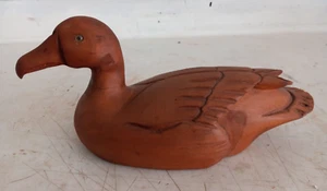 Beautiful Unpainted Natural Hand Carved Wood Duck Decoy Glass Eyes - Picture 1 of 5