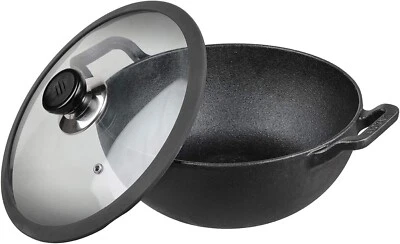 Vinod Pre-Seasoned Cast Iron Wok,Kadai, Gas,Electric Induction Friendly Dia 26cm - Image 1 of 4