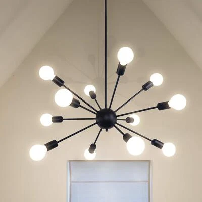 LYNPON Black 12 Light Sputnik Chandelier Fixture Pendant Lighting Living Dining Room US