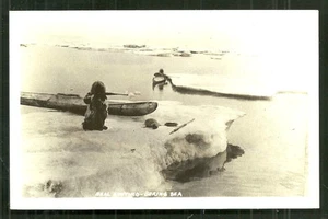 Bering Sea rppc Eskimo Seal Hunting Gun Harpoon Alaska 50s - Picture 1 of 1