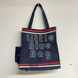 STAINS FLAW Vintage Little Blue Bag Canvas Tote Small Attached Wallet Coin Purse - Picture 1 of 11