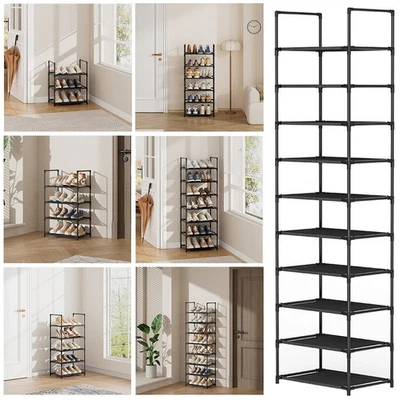 Metal Shoe Rack Tall Shoe Storage Organizer Slim Shoe Stand Shelf Space Saving - Image 1 of 4