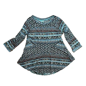 Tianello Sotschi blau gefärbt Boho künstlerisch Hippie Tunika Bluse Shirt Damen Medium USA - Bild 1 von 10