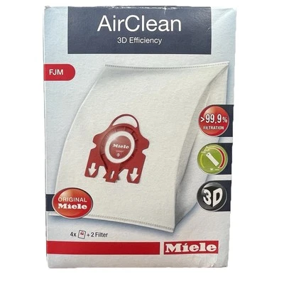 Miele AirClean 3D Efficiency Dust Bag Type FJM 4 Bags & 2 Filters NEW - Image 1 of 4