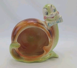 Kitsch Vintage Ashtray Snappy Snail Anthropomorphic 1950s Enesco Tobaccoina - Picture 1 of 5