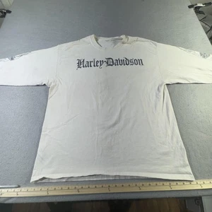 Harley-Davidson Shirt Mens Extra Large White Long Sleeve Flame Dalton GA Biker - Picture 1 of 15