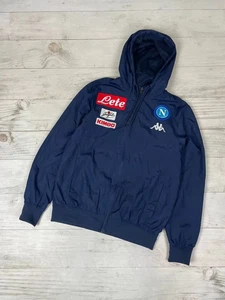 Kappa Napoli 2015 2016 Hooded Nylon Jacket Windbreaker Track Men Size M blue - Picture 1 of 14