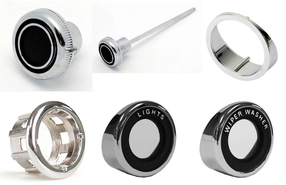 ¡NUEVO! Ford Mustang 1969 - Cougar Dash Knob Bisel Cromo Perilla Kit Juego de 6 piezas Foto 1 de 4