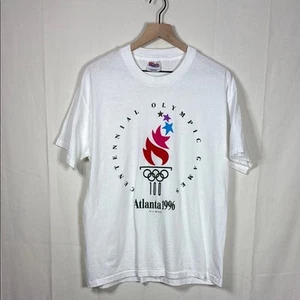 Vintage 1996 Atlanta Centennial Olympic Games T-Shirt Single Stitch Hanes Size L - Picture 1 of 8