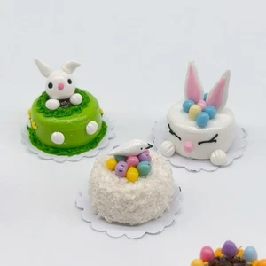 3 Pieces Miniature Easter Cake 20 mm made Clay Dollhouse cake 1:12 Scale - Picture 1 of 11