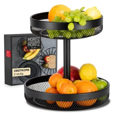 Obst Etagere Schwarz Metall - Obstkorb Etagere Schwarz- Obstschale Etagere  - Bild 1 von 4