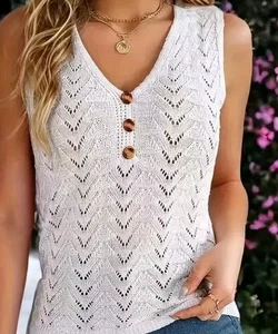 Ladies White Lacy Crochet Spring Summer Sleeveless Top Brand New Size 14 lovely - Picture 1 of 3