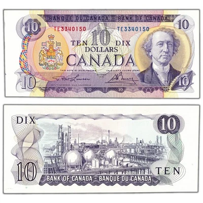 $10 1971 Bank of Canada Note TE Prefix BC-49c - AU/UNC Cutting Error - Imagem 1 de 3