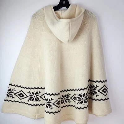 Poncho de lana vintage Polo Jeans Co Ralph Lauren con capucha Fair Isle talla única boho Foto 1 de 4