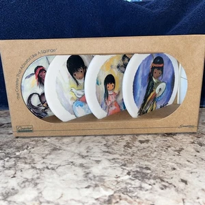 Set 4 DeGrazia Sandstein Keramik Getränk Tisch Untersetzer in Box Neu - Bild 1 von 6