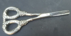 Sterling Silver Antique Baltes Scissors Rare Grapes Themed .925 6" - Picture 1 of 11