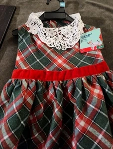 Merry Makings Santa Baby Dress for Pets, Size Medium Red And Green Plaid. - Picture 1 of 5