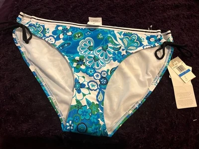 Nuevo con etiquetas Traje de baño Jag Floral con bandas con corbata lateral Parte inferior de bikini XL Azul Foto 1 de 4