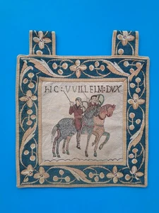 Arazzo vintage Bayeux cavalieri scena medievale decorazione parete made in UK - Foto 1 di 6
