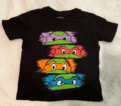 Nickelodeon Ninja Turtles 黑色 T 恤 6 码 100% 棉 — 第 1/4 张图片