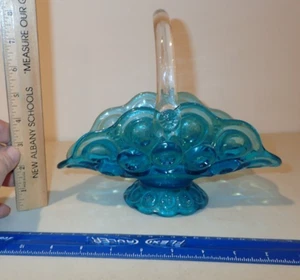 Vintage L. E. Smith Kunstglas Mond und Sterne blau Korb klarer Griff - Bild 1 von 5