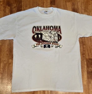 New! Vtg Oklahoma The Sooner State Graohic Tee Anvil T-Shirt Y2K Size XL White - Picture 1 of 5