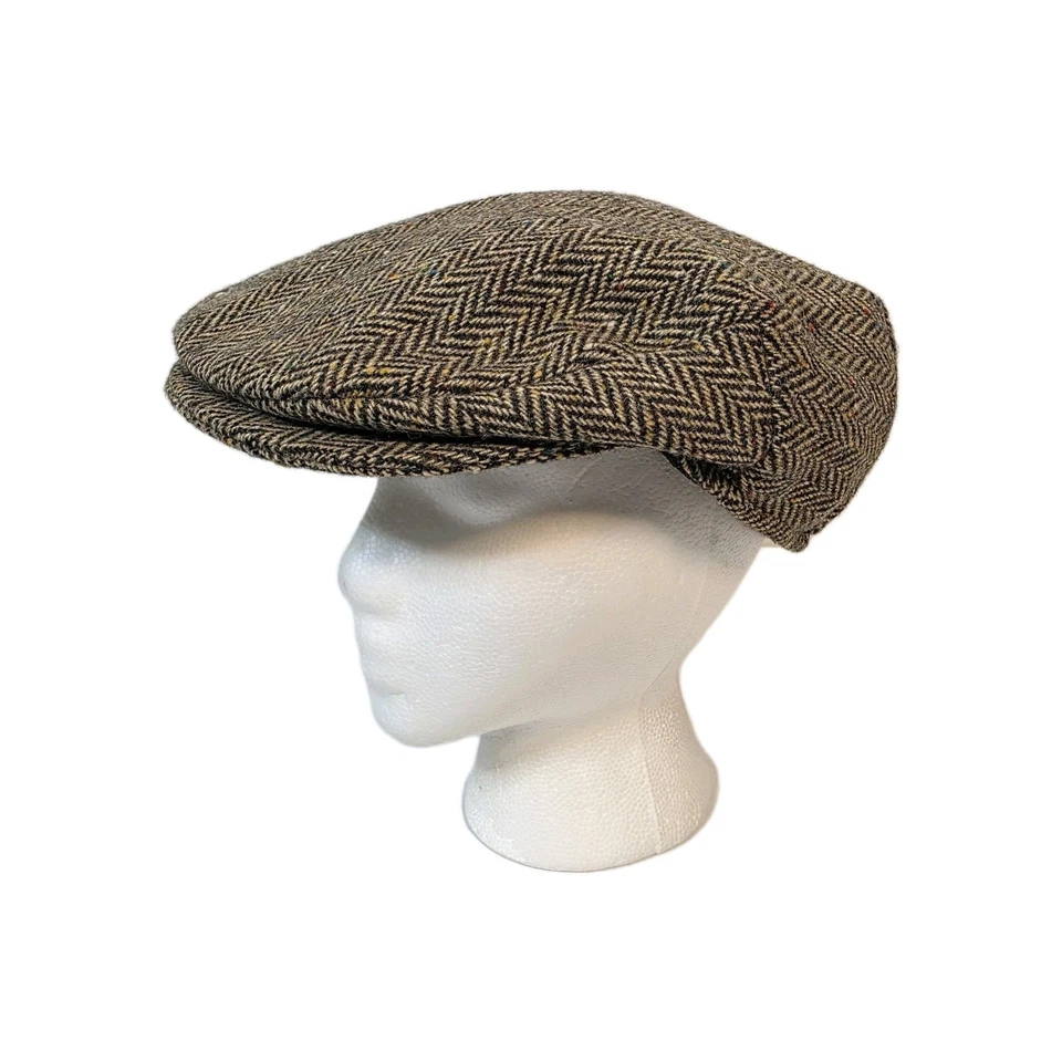 Sombrero Hanna Hats of Donegal XL Hecho en Irlanda Marrón Lana Espiga Newsboy  Foto 1 de 4