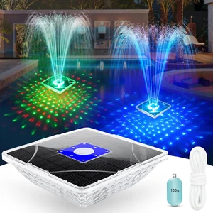 Large Solar Fountain with Light Show - Solar Pool Fountain with Anchor Square Nw - Picture 1 of 8