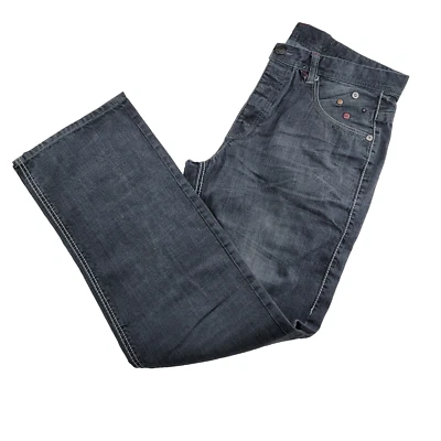 Parish Nation Men's Size 38 Gray Denim Button Fly Straight 5 Pocket Jeans - Image 1 of 4