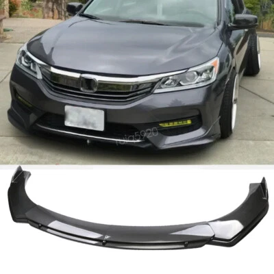 For Honda Accord Carbon Fiber Style Front Bumper Lip Spoiler Splitter Body Kit Foto 1 de 4