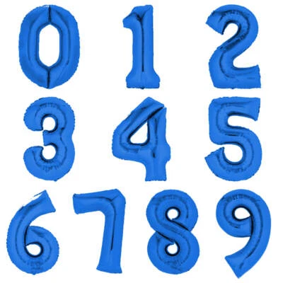 Folienballon 86 cm BLAU Zahlenballon Luftballon Geburtstag  Zahl Heliumfüllung - Bild 1 von 2