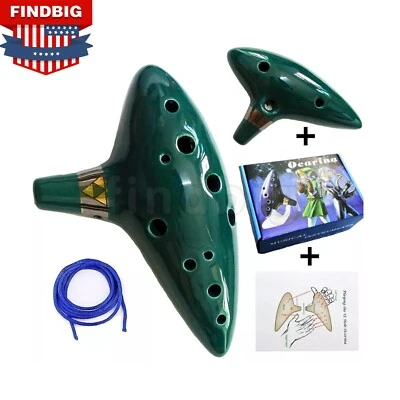 Flauta Leyenda Alto C Cerámica Ocarina of Time 12 Agujeros AZUL Y VERDE Foto 1 de 4