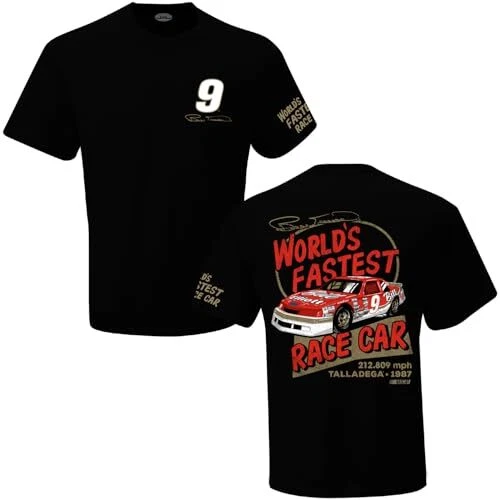 Camiseta negra Bill Elliott #9 NASCAR 1987 World's Fastest Race Car 212.809 Foto 1 de 1