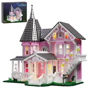 The Pink Palace Apartments Building Set with Lighting Kit Victorian Style House - Picture 1 of 5