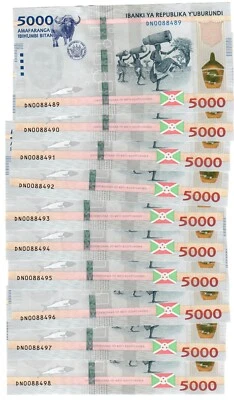 Burundi 10x 5000 Francs 2022 (2023) UNC - Image 1 of 2