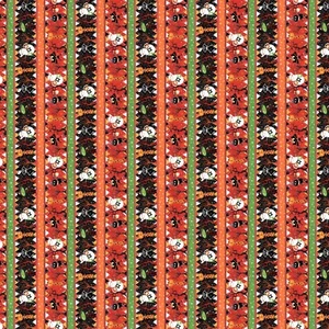 Halloween Spooky Characters in Stripes GLOW in the Dark Cotton Fabric 44" Yard - Picture 1 of 3