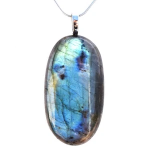 CHARGED Labradorite 122.80 Carats Pendant + 20" Stainless Steel Chain & Charger - Picture 1 of 8