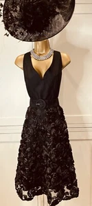 Phase Eight UK 14 Black Fit & Flare Sleeveless 3D Floral Skirt Occasion Dress - Picture 1 of 15