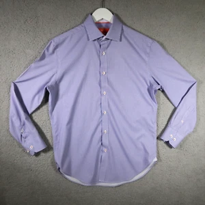 Tallia Long Sleeve Dress Shirt Mens Small 14 - 32/33 Knife Pleated Purple Check - Picture 1 of 13