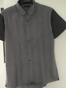 Mens Kenneth Cole grey checked shirt size M/L - Picture 1 of 2