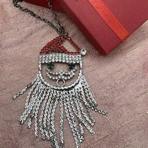VTG Crystal Rhinestone Rare Kitsch Santa Claus Christmas Dangle Beard - Picture 1 of 13