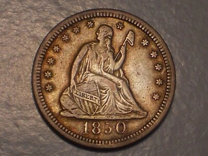 1850 Seated Liberty Quarter (XF, Misplaced "1" in Rim, Scarcer, & Attractive) - Picture 1 of 11