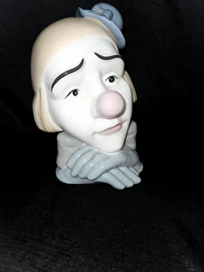 Große handbemalte Porzellan Statue trauriges Gesicht Clown Kopf/Büste -- unbeschriftet - Bild 1 von 9