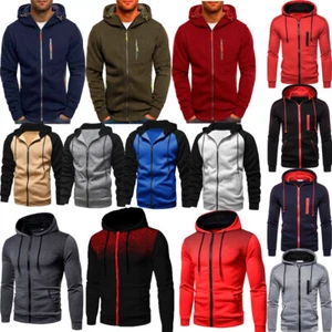 Men's Zip Up Hoodie Jacket Plain Full Zipper Hooded Fleece Sweatshirt Athletic* - Picture 1 of 47