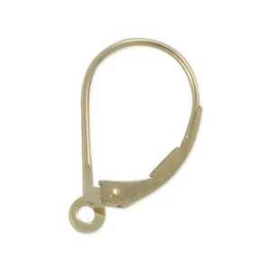 10K Yellow Lever Back Earring With Ring, Solid Gold - Picture 1 of 2