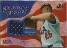 2004 Upper Deck SP Prospects ~ J. BRENT COX National Honors Jersey NH-BC USA