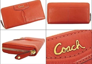 NEW Coach Cherry 100% Leather zip around accordian wallet F48102 $248 - Picture 1 of 6