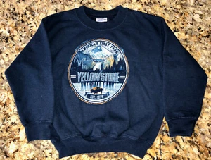 Yellowstone National Park Child Dk. Blue Souvenir Crewneck Sweatshirt Sz XS - Picture 1 of 5